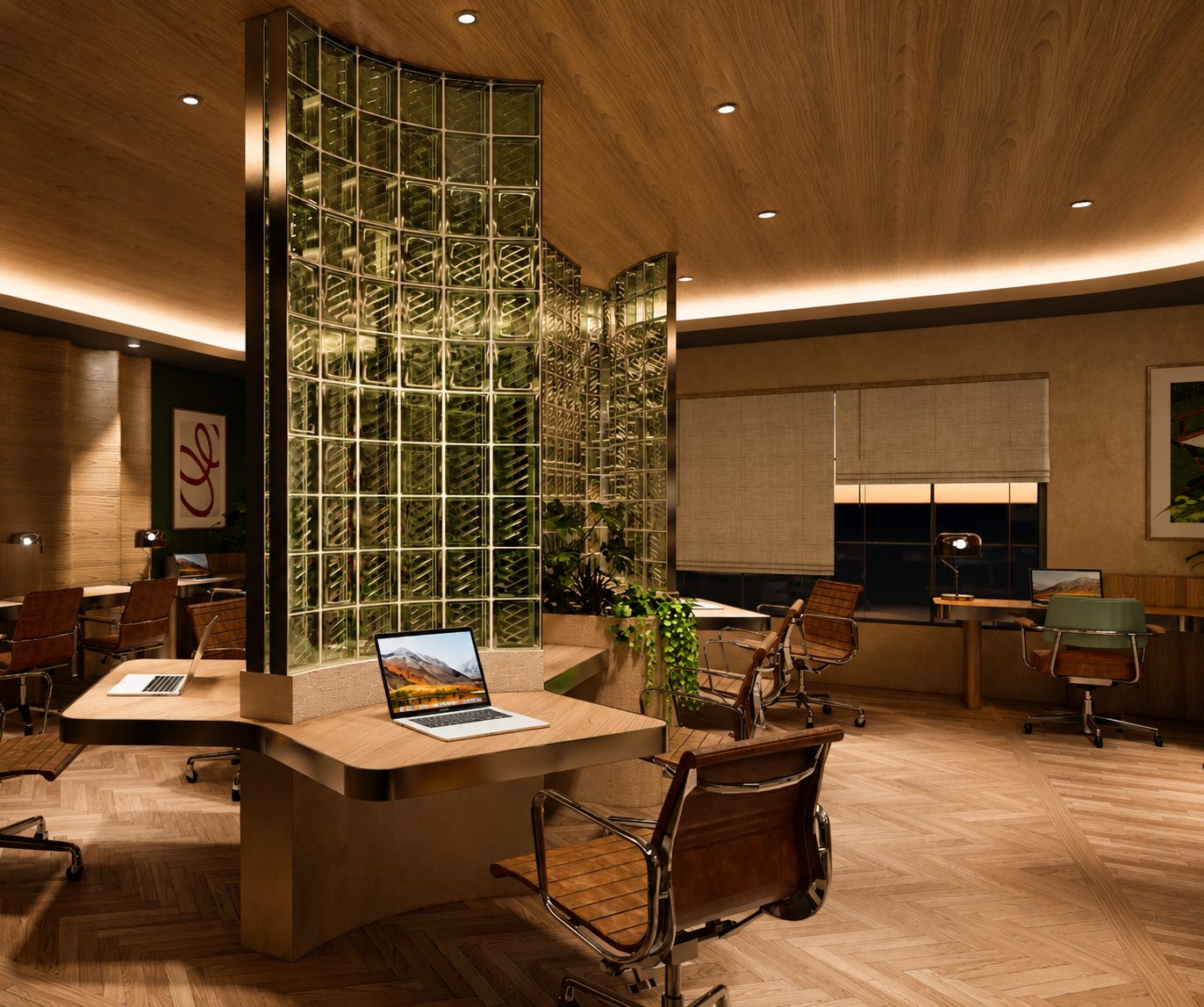 Coworking private desks glass brick — Azoria, Uluwatu, Bali
