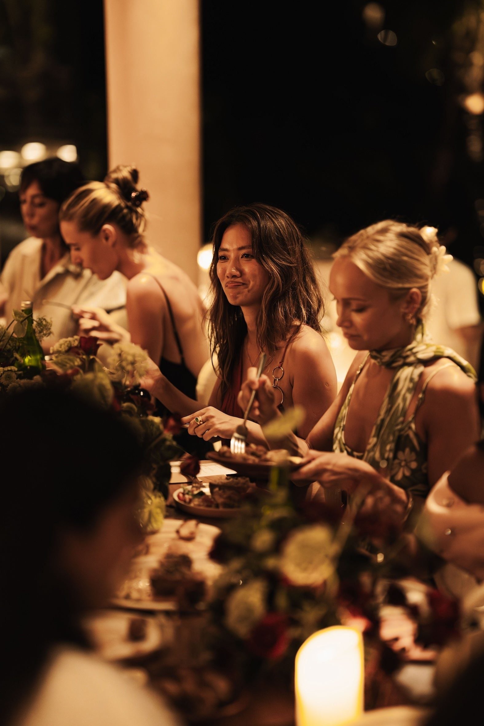 Dining candlelit dinner guests terrace — Azoria, Uluwatu, Bali