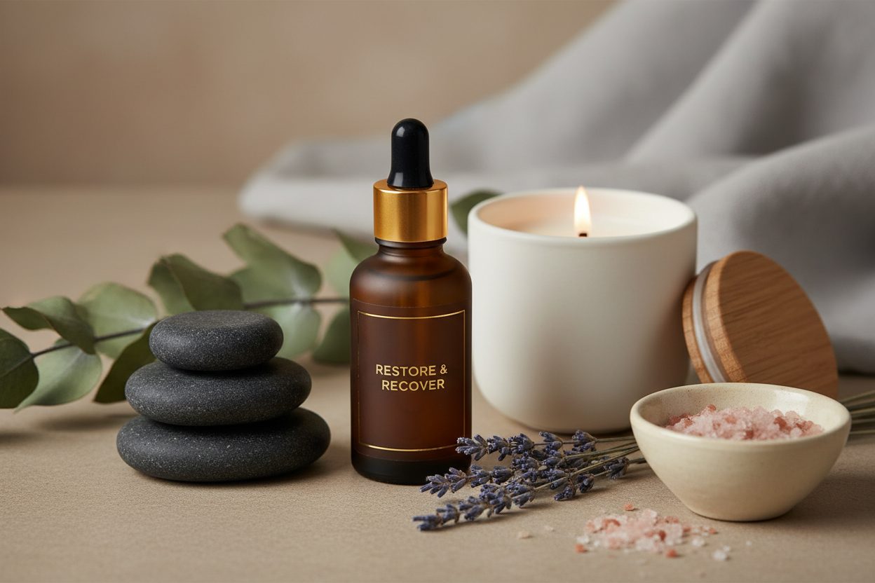 Wellness recovery: spa oil candle life — Azoria, Uluwatu, Bali