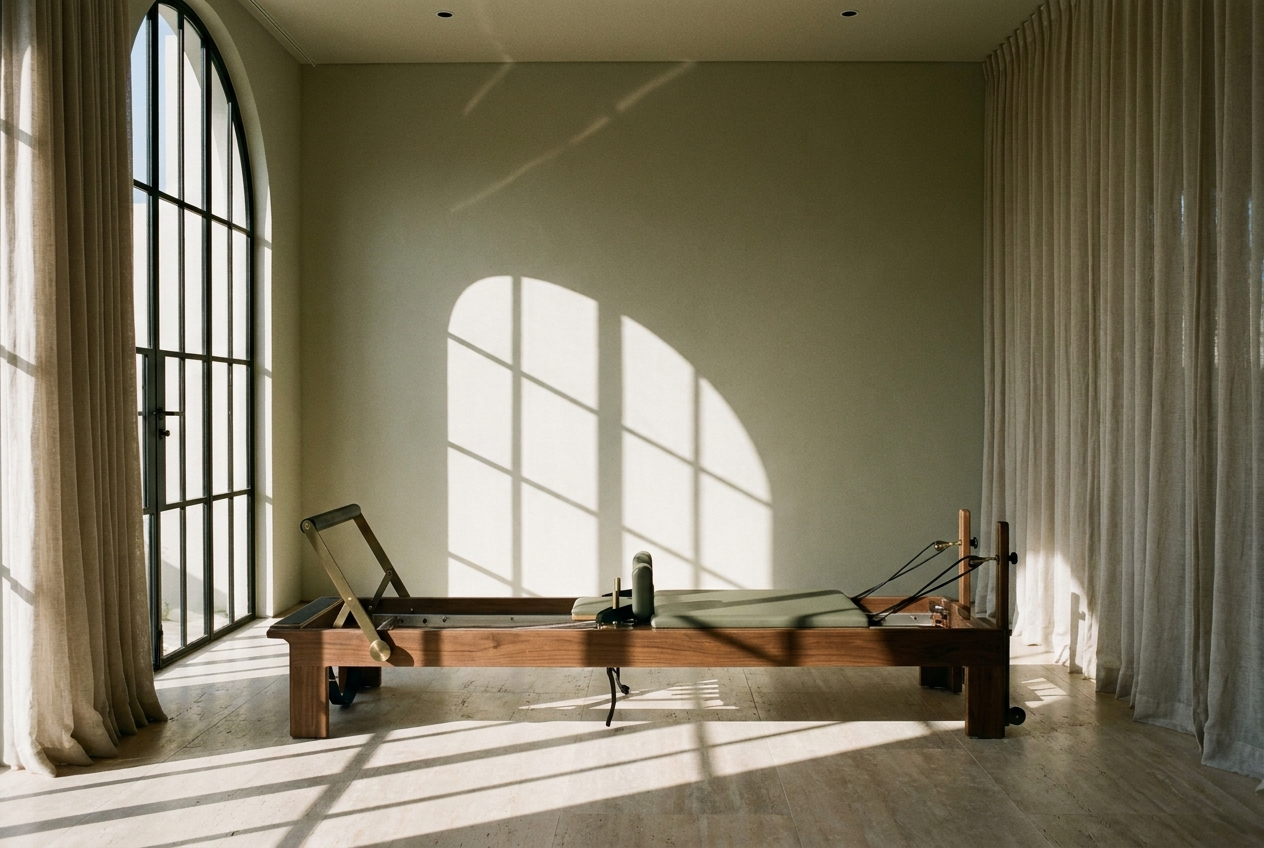 Reformer Pilates studio in a sunlit Mediterranean house in Uluwatu, Bali