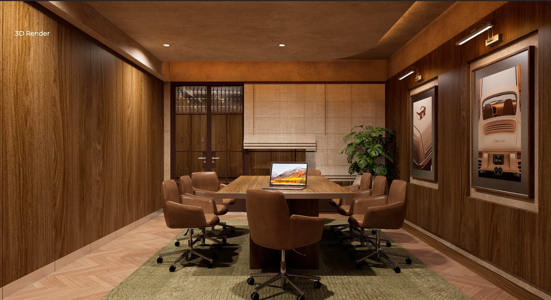 Coworking boardroom round table walnut — Azoria, Uluwatu, Bali