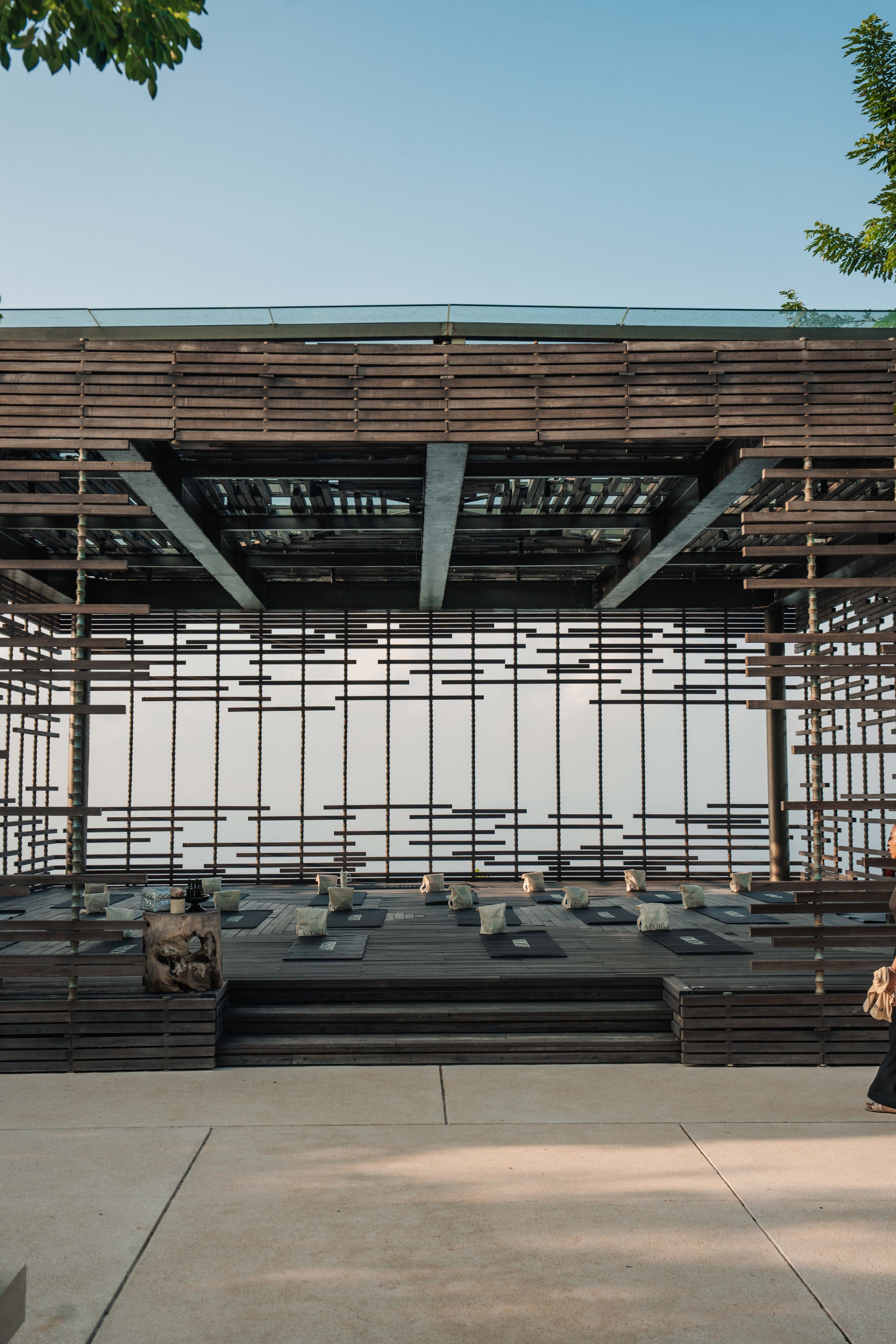 Sunrise movement at the Azoria x Alila Cliffside Flow in Uluwatu