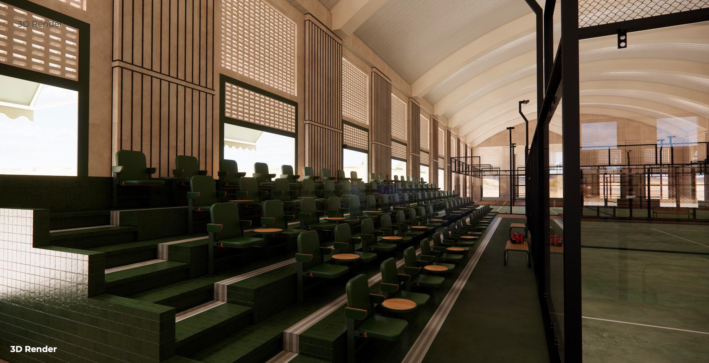 Padel court grandstand seating — Azoria, Uluwatu, Bali